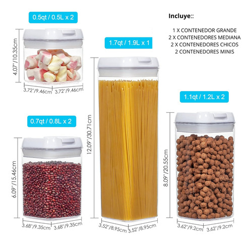 Set 7 Contenedores Para Cocina Con Tapa Hérmetica