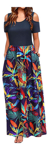 Vestido De Verano F Con Hombros Descubiertos Y Estampado Flo