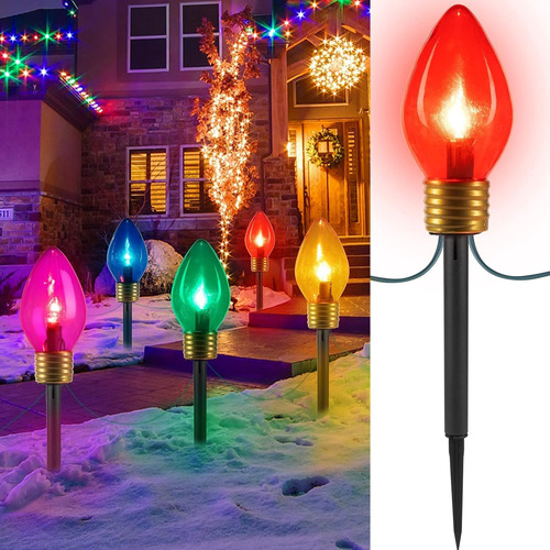 Set De 5 Luces Jumbo C9 De Piso Navidad P/ Exteriores