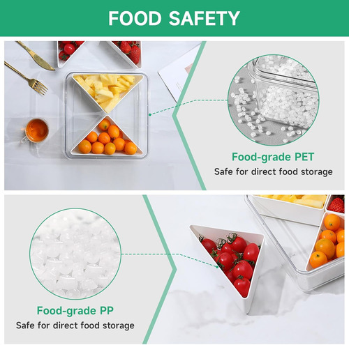 Square Divided Serving Tray With Lid - White Veggie Tray Wit