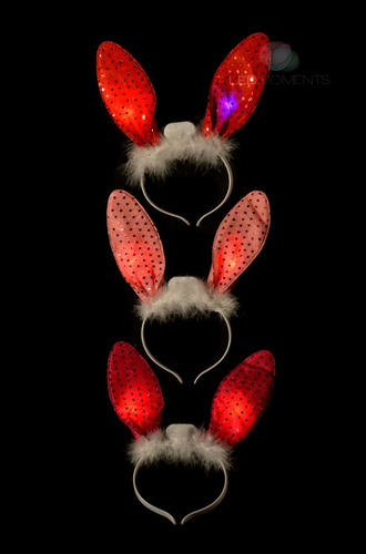 Imagen 2 de 10 de 10 Vinchas Conejitas Led Pack Especial Cotillon Luminoso Vip