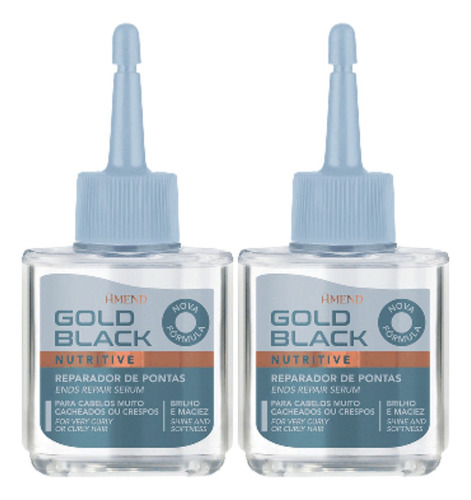 Kit Com 2 Oleo Reparador De Pontas Amend Gold Black 30ml