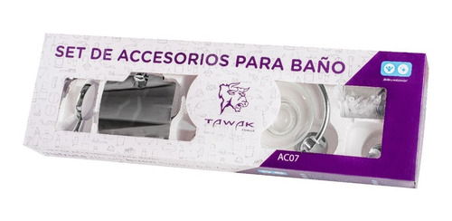 Set Accesorios Baño Ducha 6 Pzs. Acero Inox Vidrio Tawak Sf