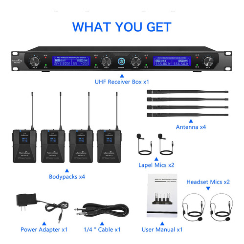 Sistema De Micrófono Inalámbrico Uhf Con Micrófono Lavalier Mk240-3