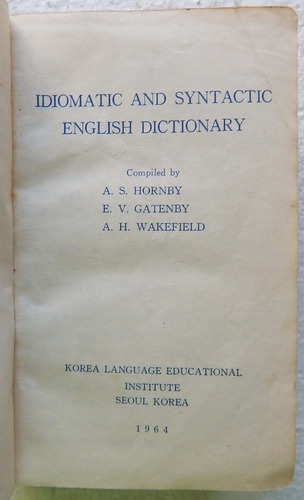 Diccionario De Inglés Idiomático Y Sintáctico Hornby Gatenby