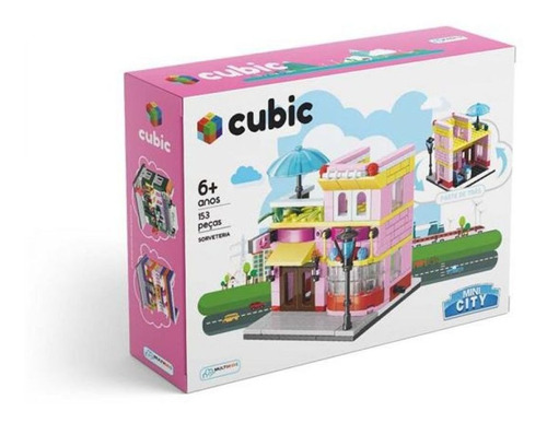 Blocos De Montar Cubic City Modelo Sorveteria 153 Peças