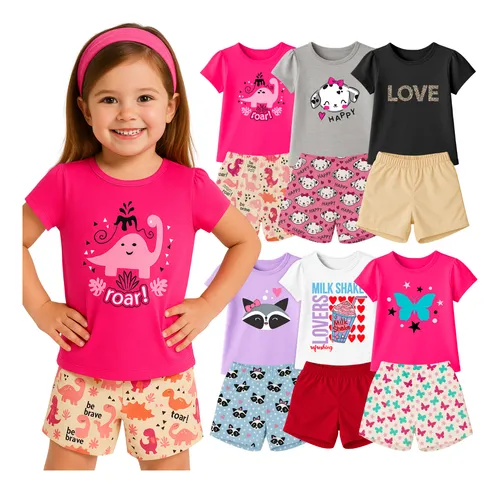 Kit Roupa Infantil Menina Verão 6 Peças