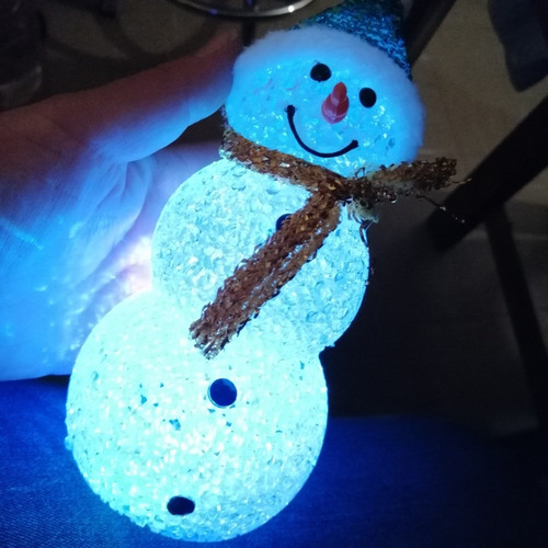 Imagen 5 de 12 de Muñeco De Nieve Con Luz Decoración Navidad 20 Cm Altura