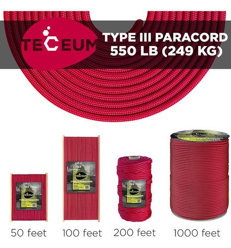 Teceum Paracord Cuerda Para Supervivencia - 305m/61m/37m/30m