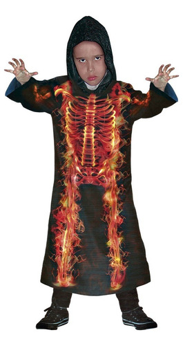 Disfraz De Esqueleto De Fuego Halloween Niño T: 10     