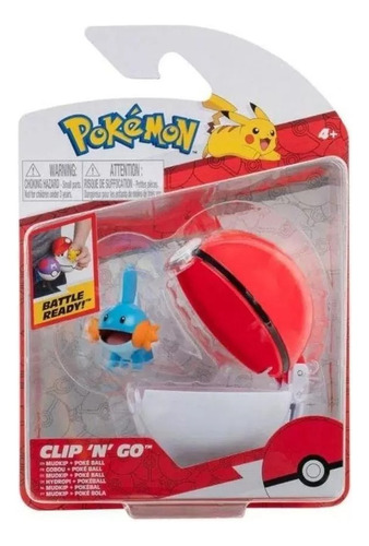 Boneco Pokémon Mudkip Com Pokébola Clip 'n' Go - Sunny