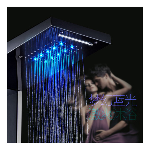 Cascada De Lluvia Led Panel De Ducha Columna De Ducha Negra
