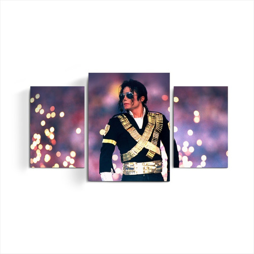 Cuadro Triptico Moderno Michael Jackson Musica Rey Pop Color