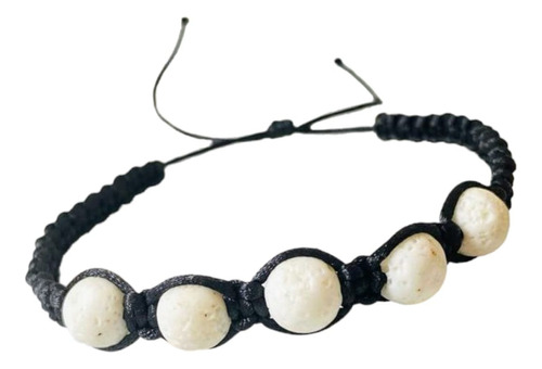 Pulsera Con Piedras Volcánicas E Hilo, Regulable - Unisex