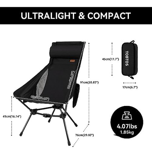 Silla De Camping De Respaldo Alto, Silla De Camping Ligera C