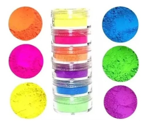 Pack X12 Pigmentos Polvos Neon Fluo Pastel Uñas Maquillaje