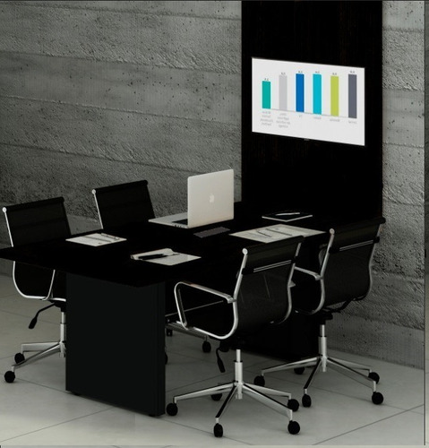 Imagem 5 de 9 de Mesa Reunião Painel Tv Preta Caixa Tomada 1 Tomada 2,40 X 90