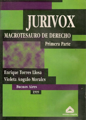 Libro Jurivox, Macrotesauro De Derecho Primera Parte De Enri