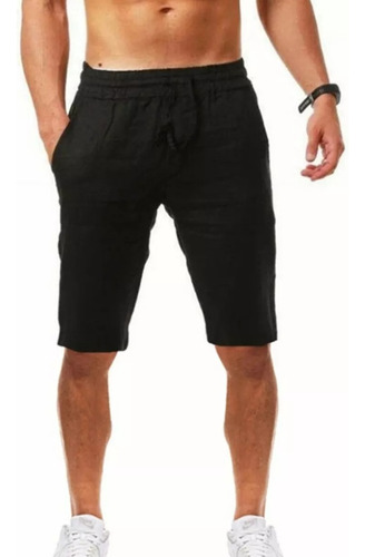 Short Pantalón De Algodón Y Lino Para Hombre, Playa, Yoga