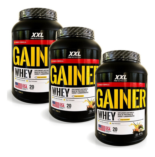 3 Whey Gainer 2kg Xxl Pro Nutrition Ganador Masa Proteína