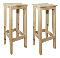 Comprar Combo 2 Banquetas Taburetes Comedor Silla Maciza Sajo Acabado De La Estructura Natural Color Natural