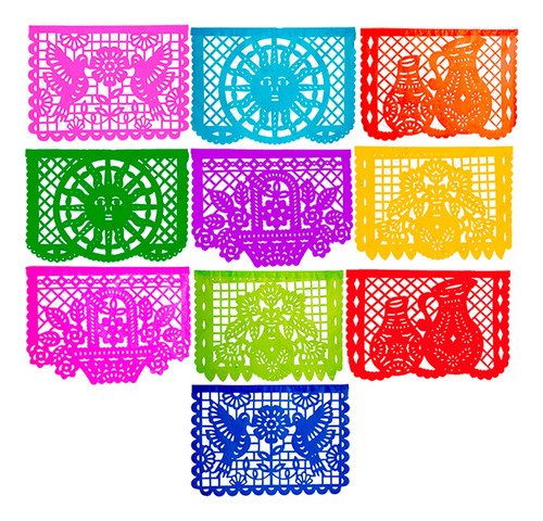 Tiras Decorativas De Papel Picado - Flores Colores 