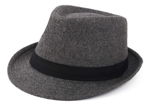 Melesh Sombrero Clásico Unisex Trilby Fedora (gris Oscuro)