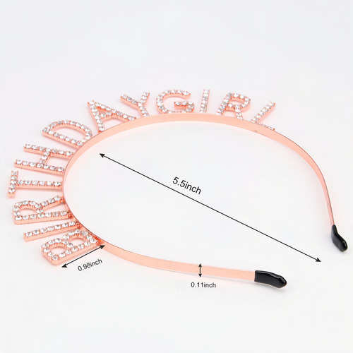 Aoprie - Corona De Cumpleaños Para Mujer Con Banda De Oro Rosa Para Cumpleaños, Diadema Para Mujer, Corona De Princesa, Diamantes De Imitación, Accesorios De Feliz Cumpleaños