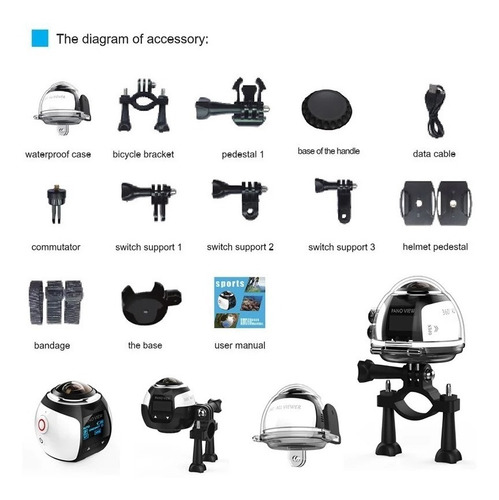 Câmera 360º À Prova D´água Vr 4k Wi-fi