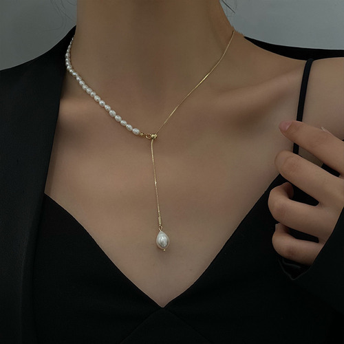 - Collar Ajustable De Perlas De Agua Dulce A La Moda