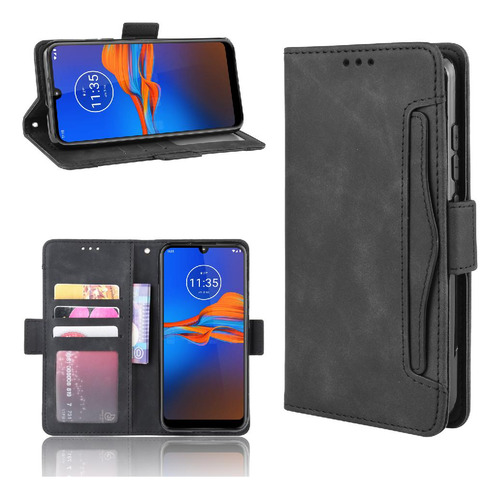 Funda De Piel Tipo Cartera Para Motorola Moto E6s/e6 Plus