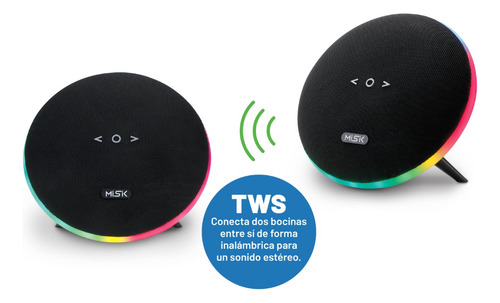 Bocina Misik Ms244 Portátil Bluetooth Negra Con Led