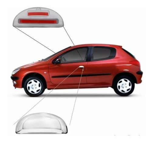 Kit 2 Apliques Maçaneta Cromado Peugeot 206 207 Hoggar