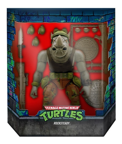 Rocksteady Tortugas Ninja Mutantes Tmnt Super 7 Ultimates W3