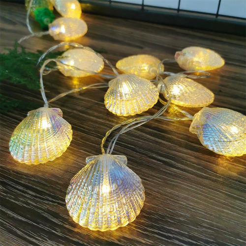 Cadena De Luces Led En Forma De Estrella Con Conchas De Made
