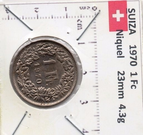 Monedas Mundo   Suiza  1970 Un Franco  S8