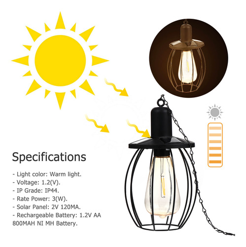 Luces Colgantes Lámpara Solar De Hierro Forjado