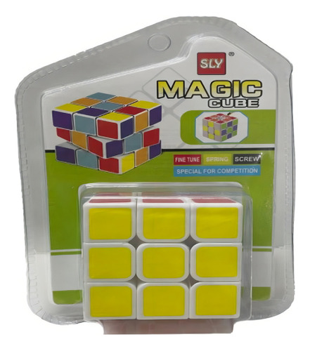 Cubo Magico 3x3 Calidad Sly Magic Cube Base Blanca La Plata Estructura Multicolor Fondo Blanco