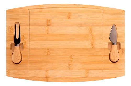 Tabla De Bambú Para Quesos Y Picadas, 2 Utensilios 33x22cm
