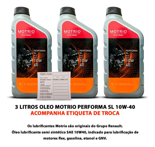 Kit 3 Oleo 10w40 Filtro Logan 1.0 2018 2019 2020 2021 2022