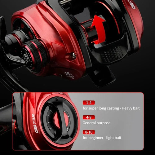 Carretilha Esquerda Johncoo Yokota Seiko 7.3:1 220g Drag 8kg Vermelho Esquerdo