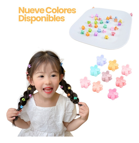 100 Mini Pinzas De Cabello De Flores Moda Piojito Para Niñas Multicolor
