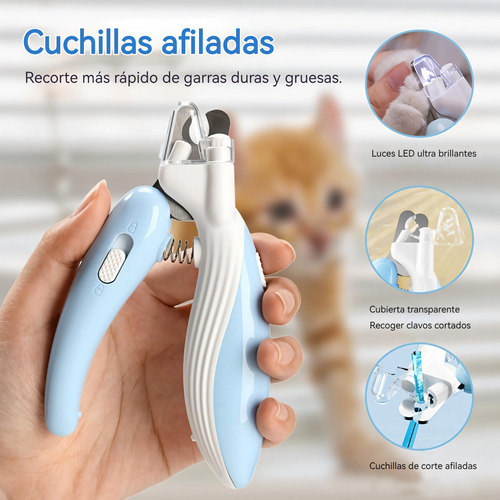 Corta Uñas Para Perro Gato Mascota Safety Con Luz Led Azul Mediano