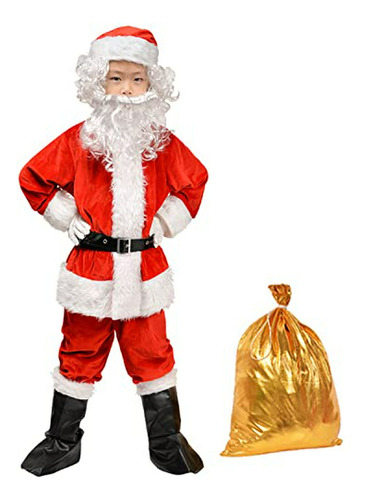 Disfraz De Santa Claus Para Niños - 9 Piezas - Navidad Y Hal