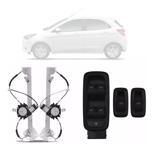 Kit Vidro Elétrico Novo Ford Ka (2015 Em Diante) 4p Traseiro