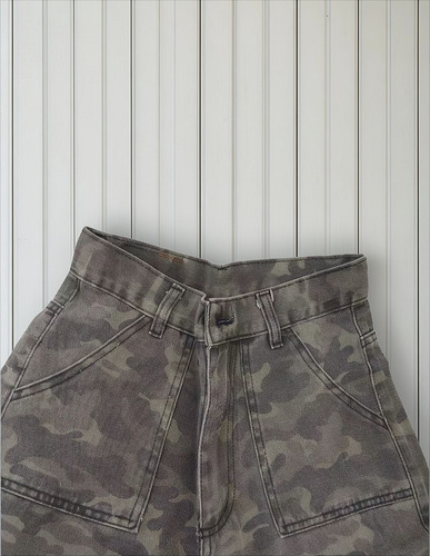 Jean Camuflado Mujer Pantalon Cargo Tiro Alto Ancho De Moda