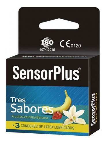Preservativos Sensor Plus Tres Sabores 3 Un.