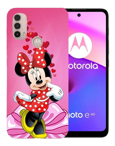 Hermosa Funda De Mujer Minnie Moto E40 Case + Mica De Regalo