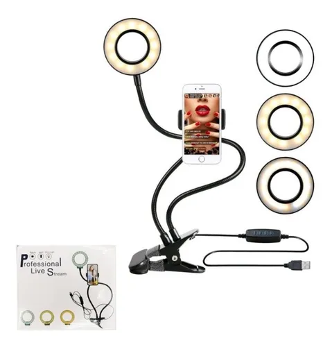 Aro Luz Led Flexible Con Soporte De Celular Para Mesa Cuotas sin
