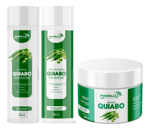 Kit Paiolla Quiabo Sh + Cond + Mascara 300g Antioleosidade